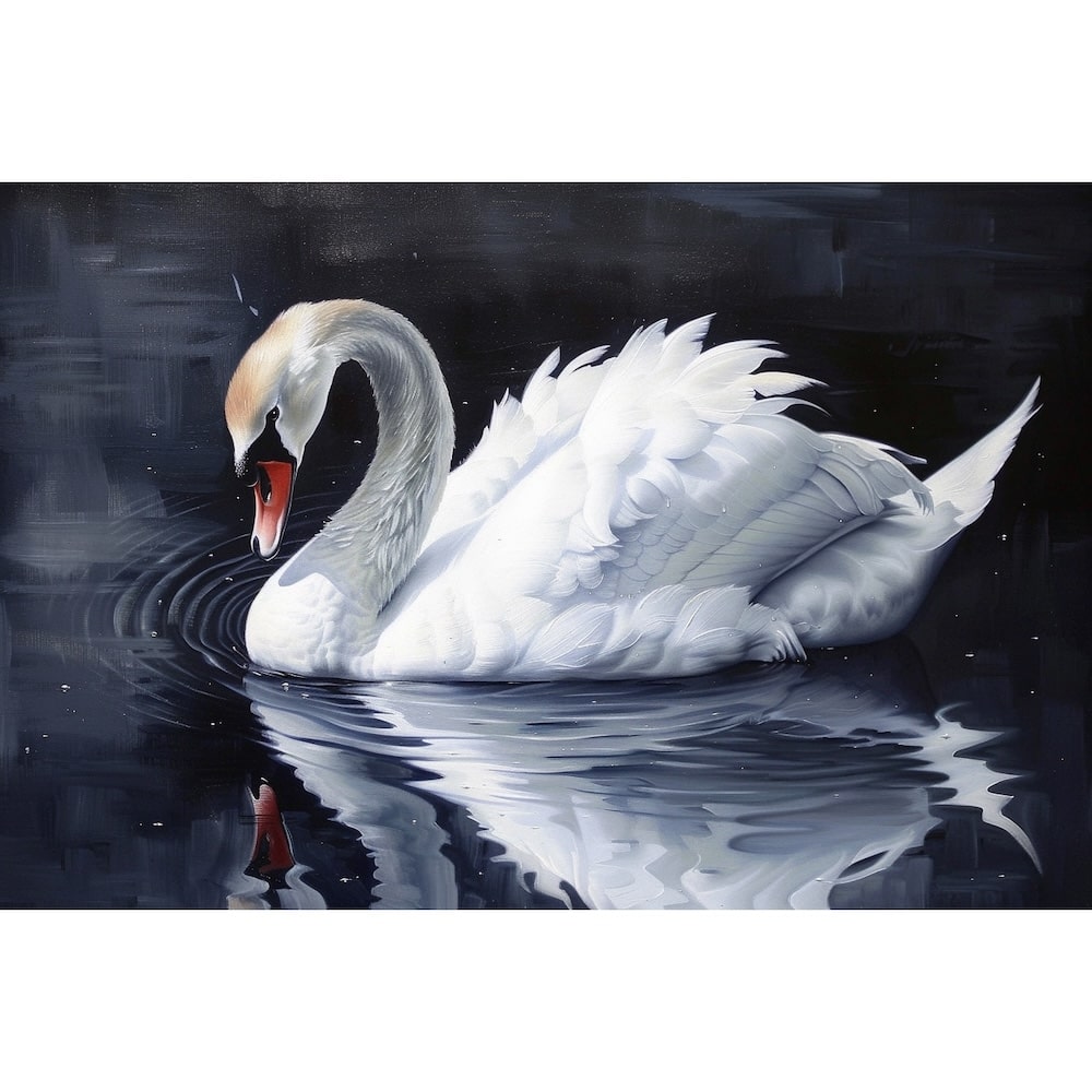 Peinture de Cygne, art mural décoration nature, vue 2