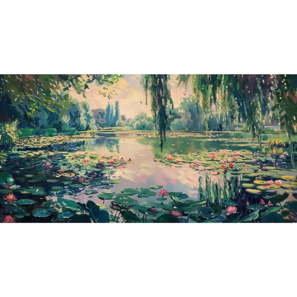 Peinture D'un Paysage Avec Étang