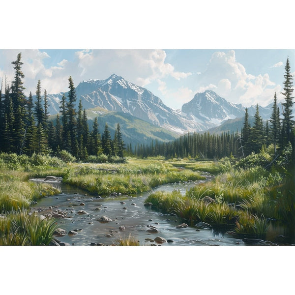 Peinture Classique Paysage de Montagne et Rivière, art mural décoration nature