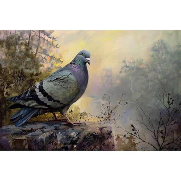Peinture de Pigeon, art mural décoration nature, vue 2