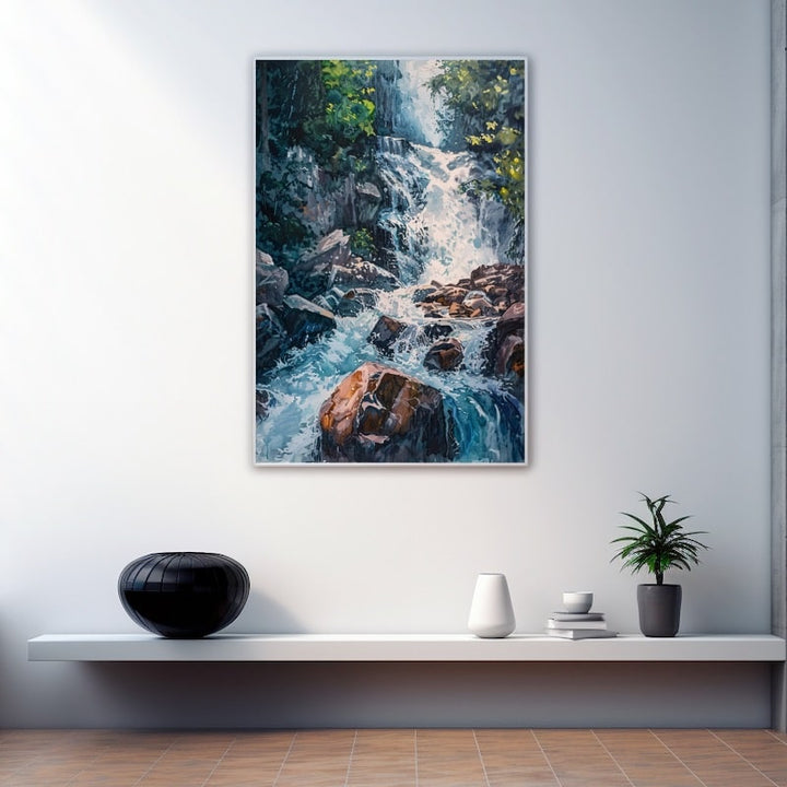 Peinture de Cascades Chutes, art mural décoration nature
