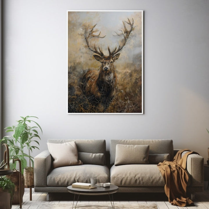Peinture de Cerf, art mural décoration nature