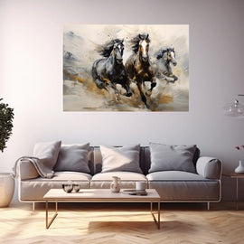 Peinture de Chevaux Abstrait, art mural décoration nature