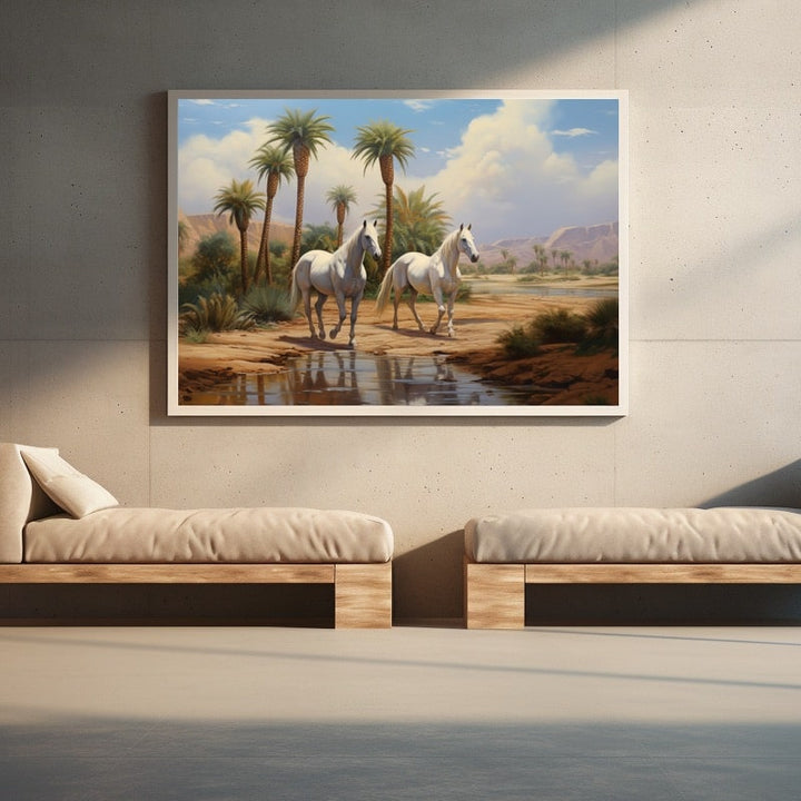 Peinture de Chevaux Arabes, art mural décoration nature