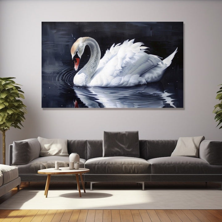 Peinture de Cygne, art mural décoration nature