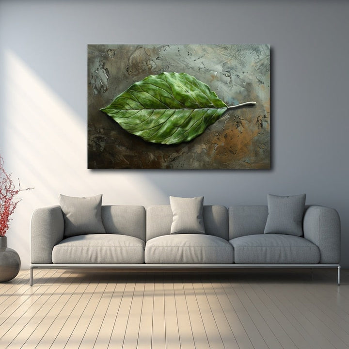 Peinture de Feuille, art mural décoration nature