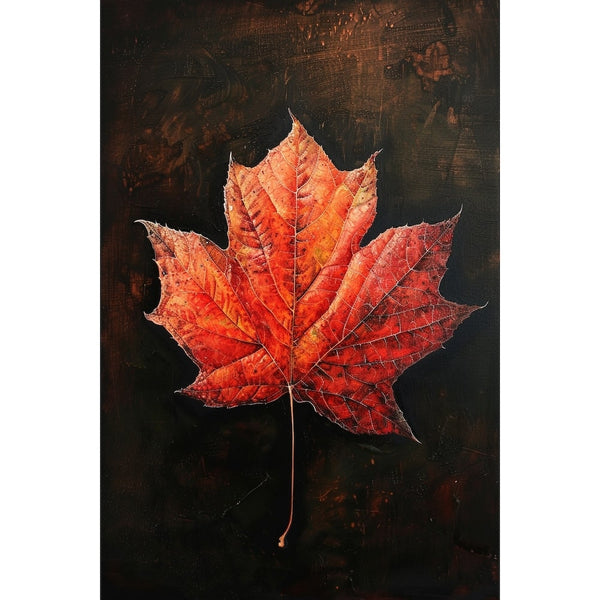 Peinture de Feuille D'Automne, art mural décoration nature