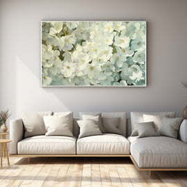 Peinture de Fleurs Blanches, art mural décoration nature