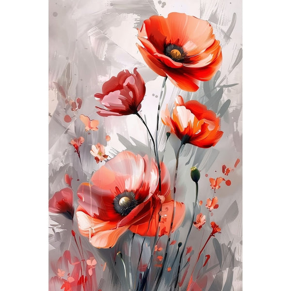 Peinture De Fleurs Rouges Et Grises