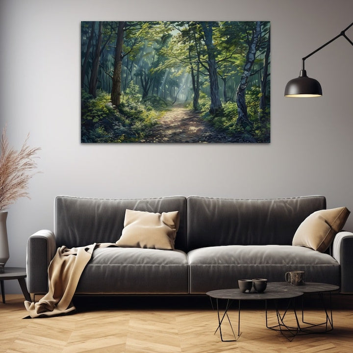Peinture Forêt Profonde et son Chemin, art mural décoration nature