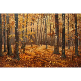 Peinture Forêt Dorée d'Automne, art mural décoration nature