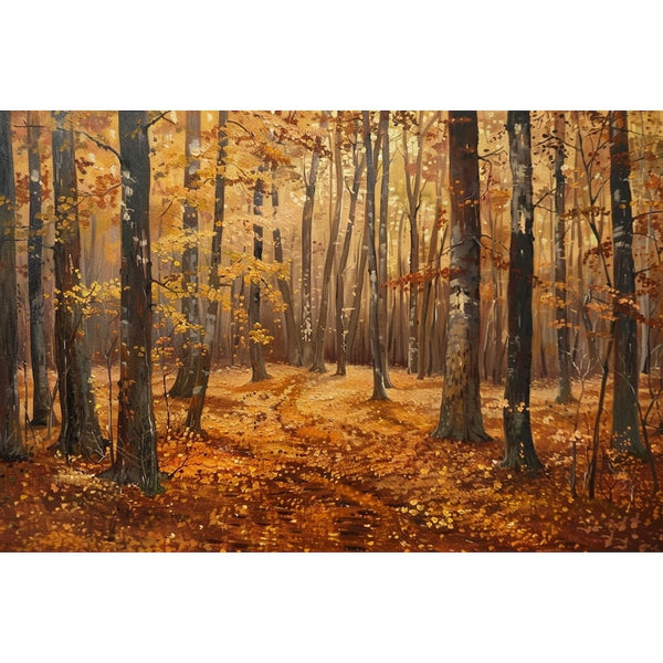 Peinture Forêt Dorée d'Automne, art mural décoration nature