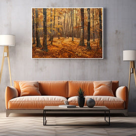 Peinture Forêt Dorée d'Automne, art mural décoration nature