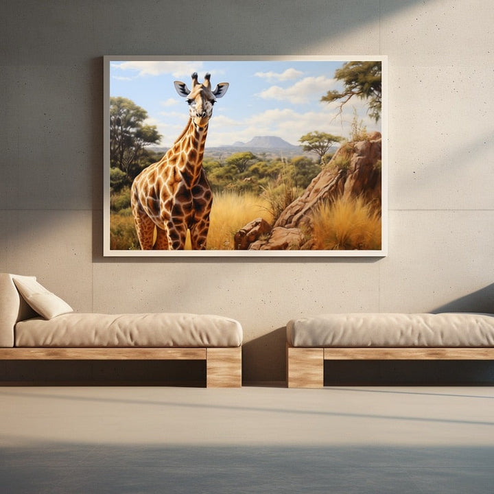 Peinture Girafe en Gros Plan, art mural décoration nature