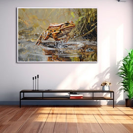 Peinture Grenouille au Bord de l'Eau, art mural décoration nature