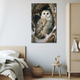 Peinture de Hibou, art mural décoration nature