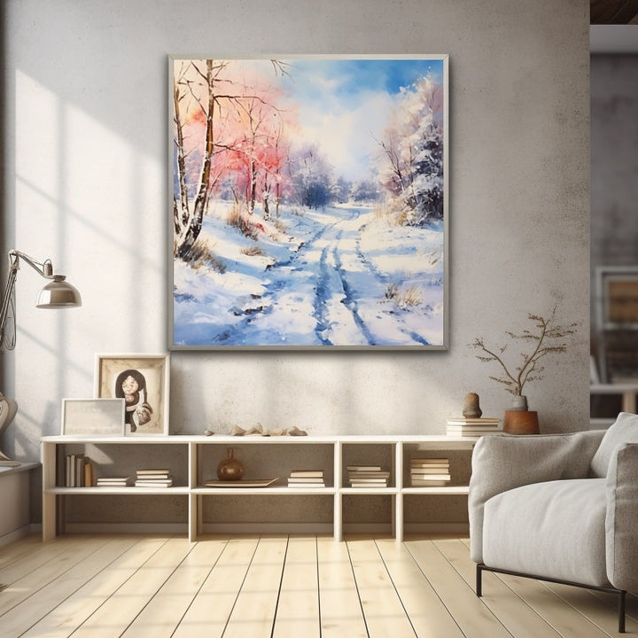 Peinture Journée d'Hiver Ensoleillée, art mural décoration nature