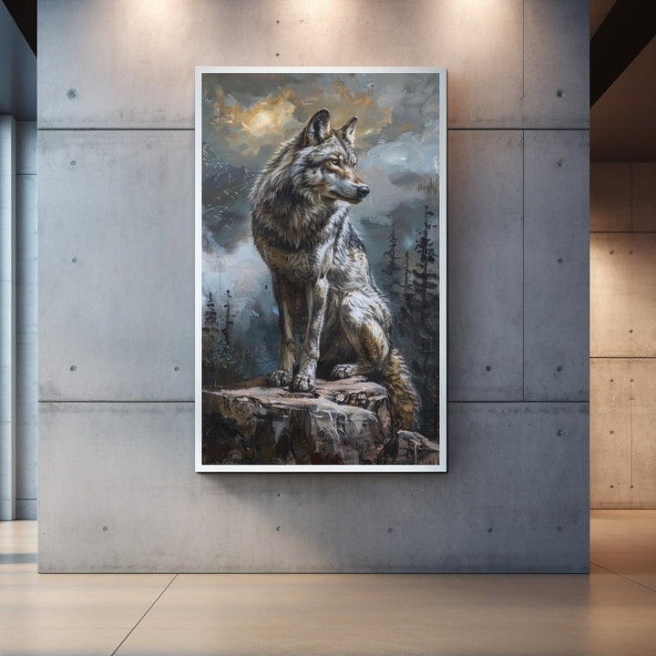 Peinture de Loup, art mural décoration nature