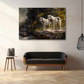Peinture de Loups, art mural décoration nature