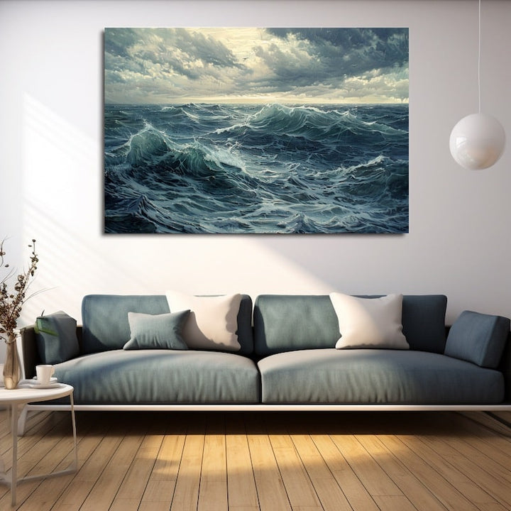 Peinture Mer Indomptée, art mural décoration nature