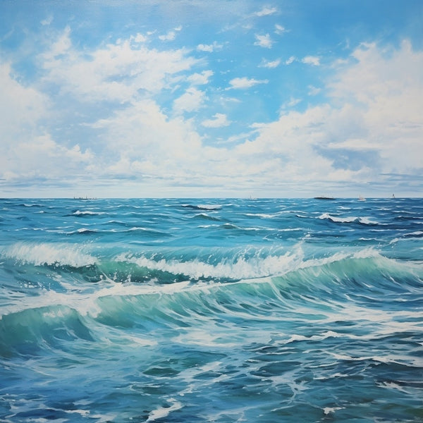 Peinture Mer d'Azur en Plein Jour, art mural décoration nature