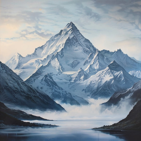 Peinture de Montagne et D'Eau, art mural décoration nature