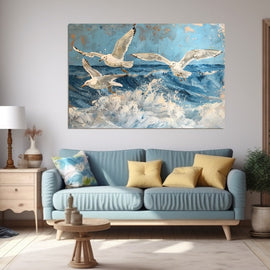 Peinture de Mouette, art mural décoration nature