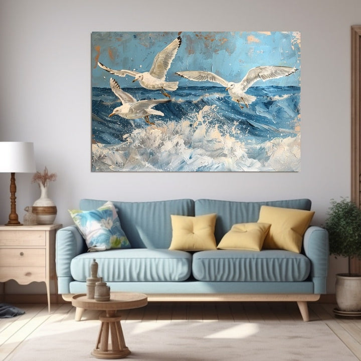 Peinture de Mouette, art mural décoration nature