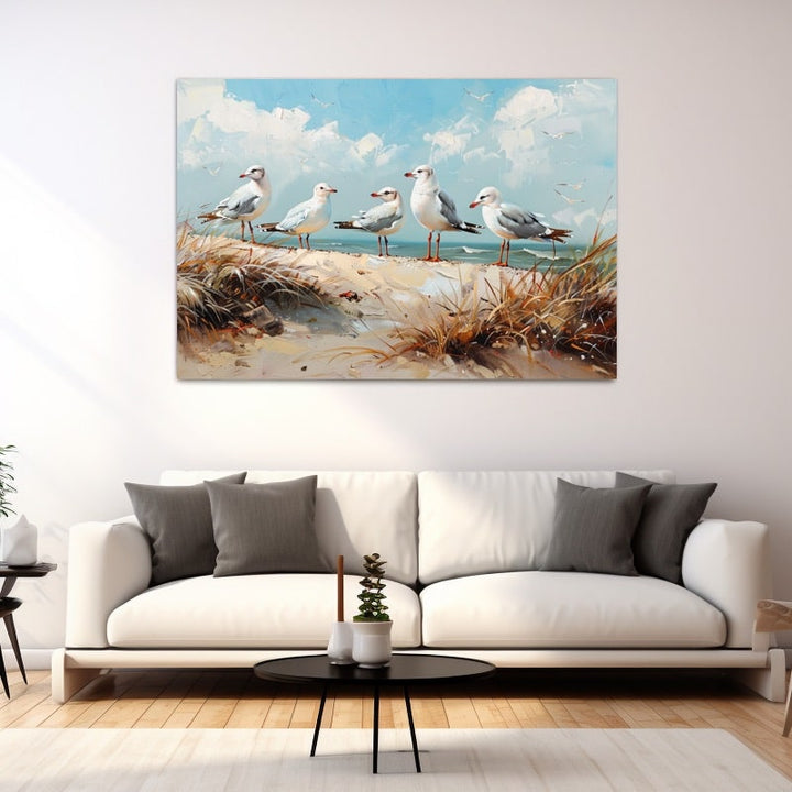 Peinture de Mouettes, art mural décoration nature
