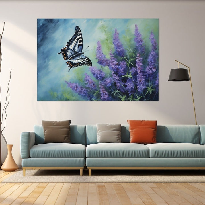 Peinture Papillon Machaon, art mural décoration nature