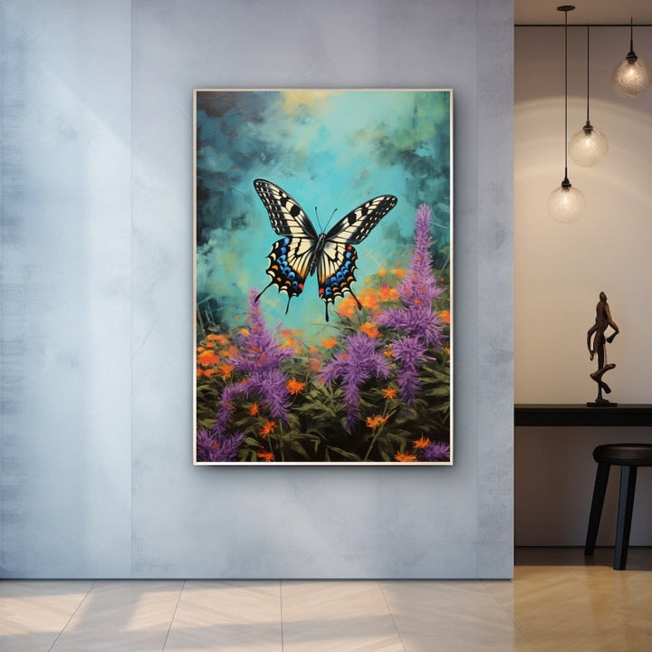 Peinture de Papillons, art mural décoration nature