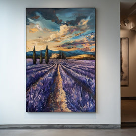Peinture Lavande au Crépuscule, art mural décoration nature