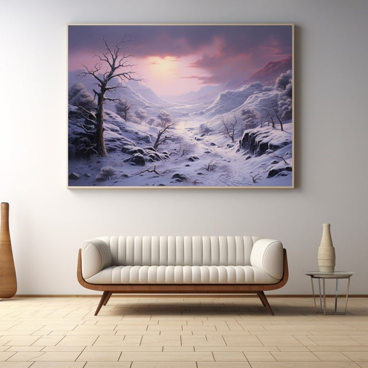 Peinture Montagne Ensevelie de Neige, art mural décoration nature