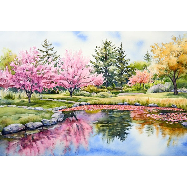 Peinture De Paysage De Printemps, art mural décoration nature