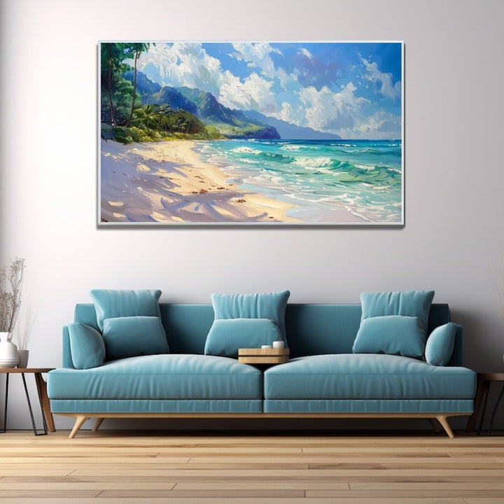 Peinture de Plage de Sable, art mural décoration nature
