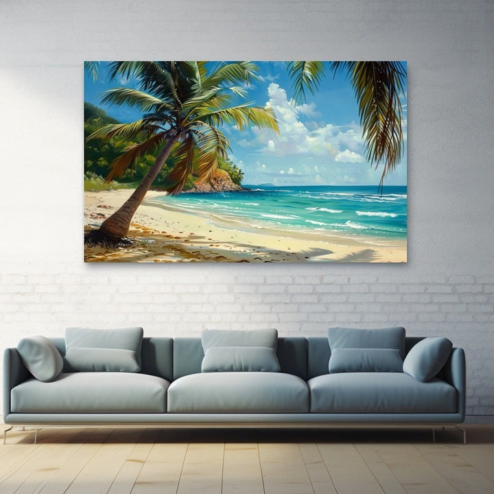 Peinture Cocotiers en Bord de Mer, art mural décoration nature