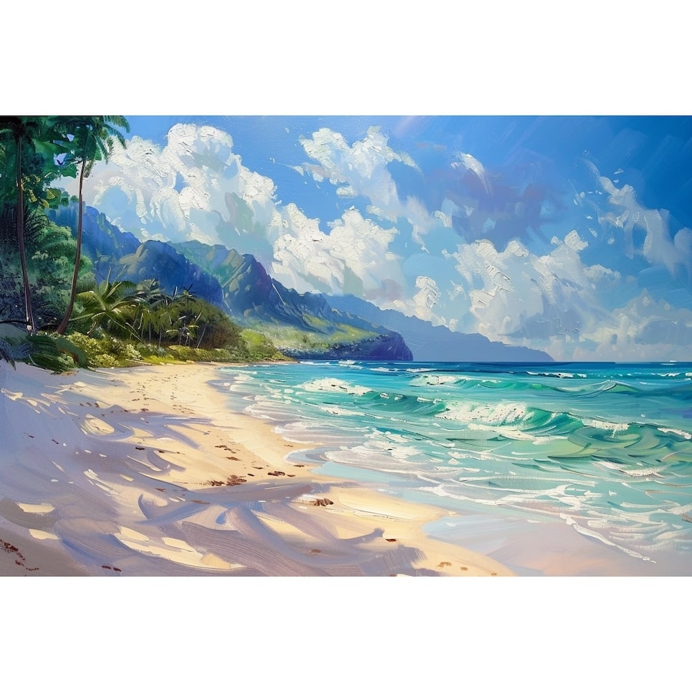 Peinture de Plage de Sable, art mural décoration nature