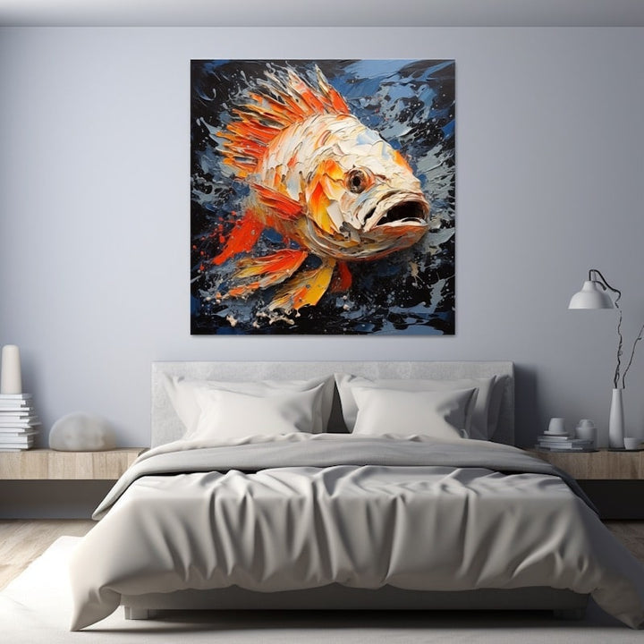 Peinture Tête de Poisson, art mural décoration nature