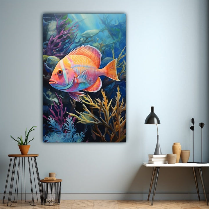 Peinture de Poisson Exotique, art mural décoration nature