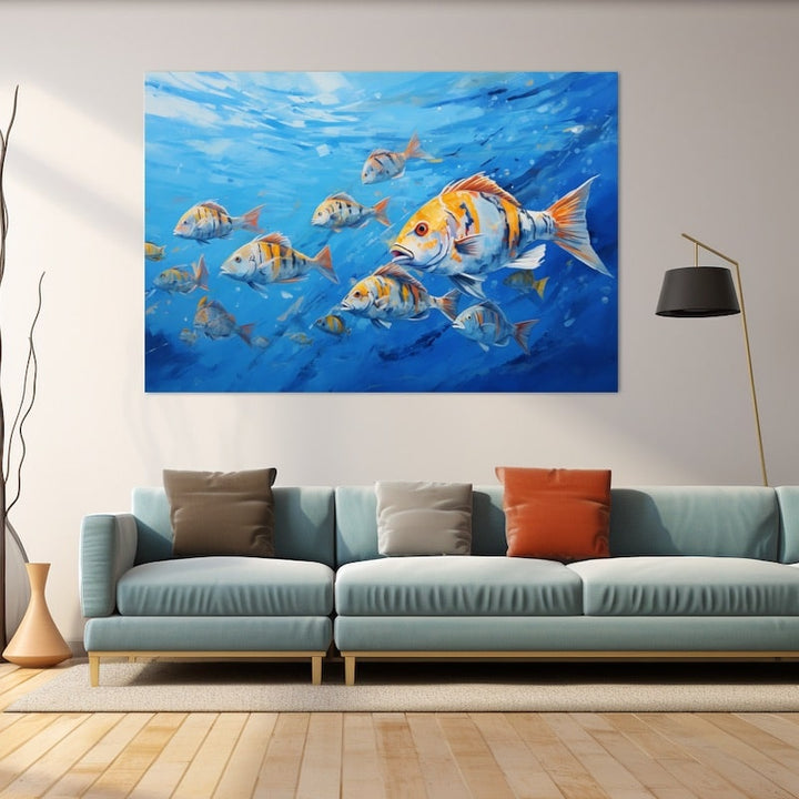 Peinture de Poissons sur Toile, art mural décoration nature