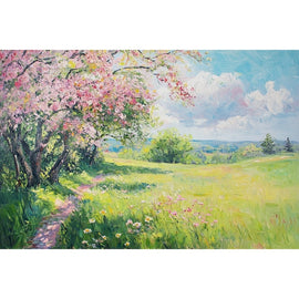 Peinture Arbre en Fleurs Roses, art mural décoration nature