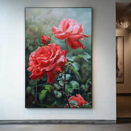 Peinture de Roses À l'Huile, art mural décoration nature