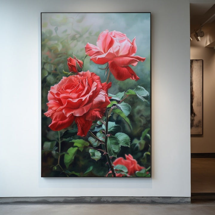 Peinture de Roses À l'Huile, art mural décoration nature
