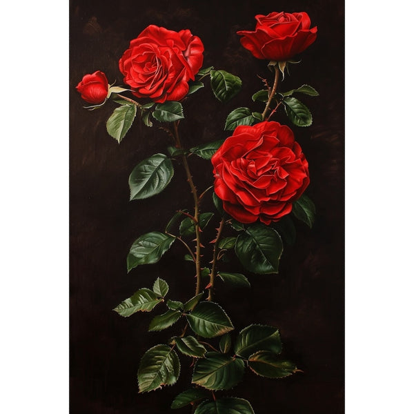 Peinture Roses Rouges Anciennes, art mural décoration nature