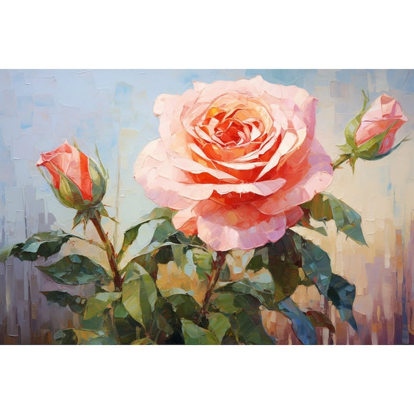 Peinture de Roses Au Couteau, art mural décoration nature