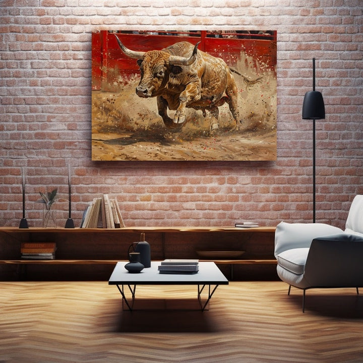 Peinture de Taureau Espagnol, art mural décoration nature