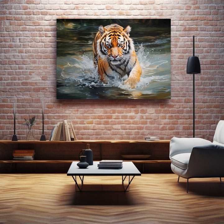 Peinture de Tigre, art mural décoration nature