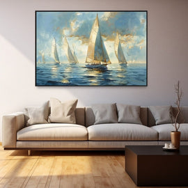 Peinture Flottille en Mer Paisible, art mural décoration nature