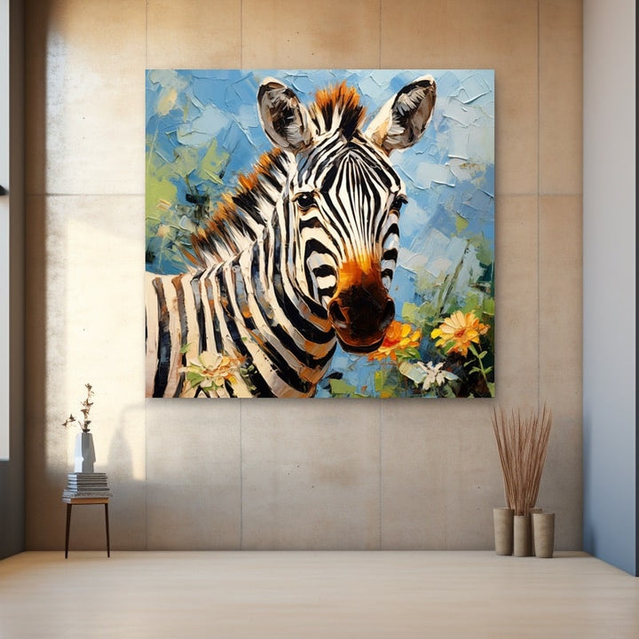 Peinture de Zèbre, art mural décoration nature