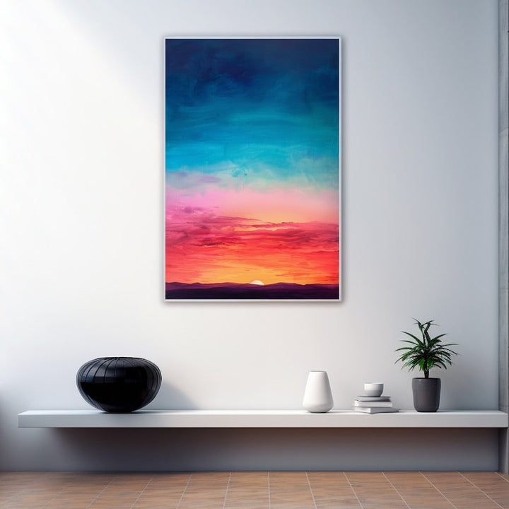 Peinture Dégradé Coucher de Soleil, art mural décoration nature